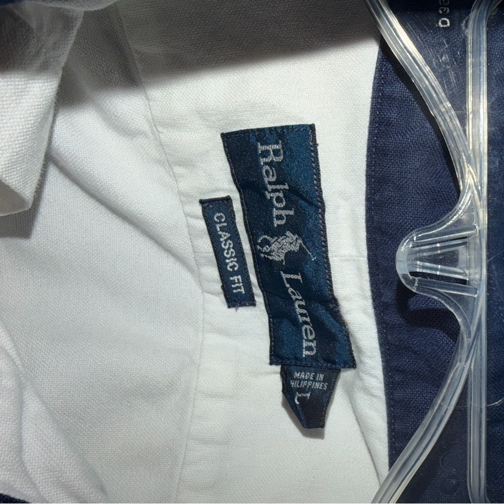Ralph Lauren White Shirt with Navy Logo - Picture 8 of 9